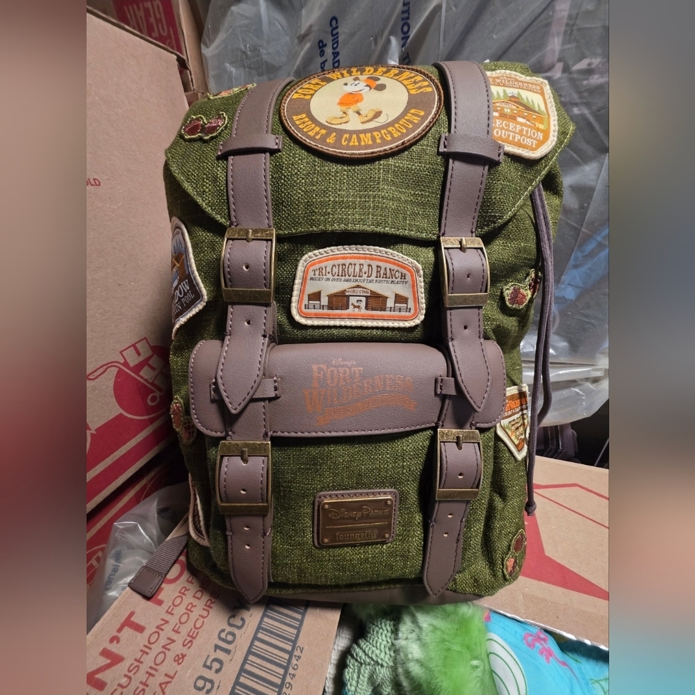 Disney Fort Wilderness Campground Mickey Patches Canvas Loungefly Backpack